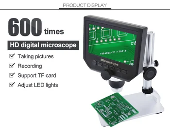 600 X 3.6 MP Digitalni Mikroskop LED Magnifier mikroskop za Mobilni Telefon Z Mikroskopom Aluminij Zlitine Stent 4.3 Cm HD OLED