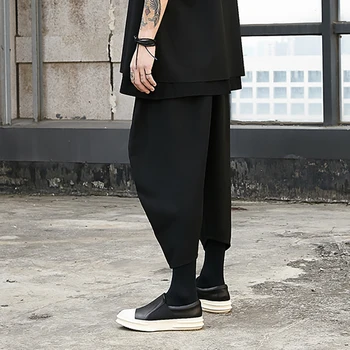 Moški Japonska Kimono Črne Hlače Moški Ulične Hip Hop Punk Gothic Harem Hlače Oversize Svoboden Priložnostne Joggers Sweatpants