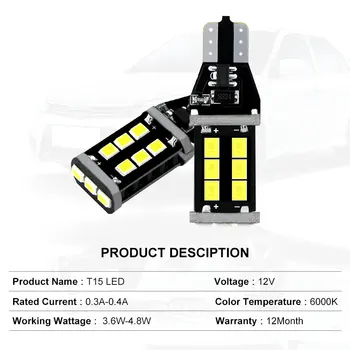 2pcs T15 W16W LED Žarnice za Avto Povratne Backup Luč Za Renault delovna halja Megane 2 3 Logan Clio 4 Captur Scensko T16