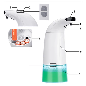 Samodejni inteligentni senzor senzor za penjenje milo razpršilnik ir ročno pranje brez stika kopalnica / kuhinja milo razpršilnik