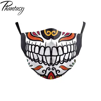 Phantasy Otrok Proti Prahu PM2.5 Obraz, Usta Halloween 3D Lobanje Natisnjeni Masko Dvojno Plast Usta-žarilna Večkratno uporabo