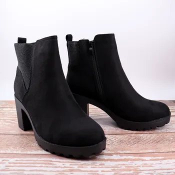 Hemera Studios osnovne gleženj škornji Ženske 2020 lahke udobno zip gor Čevlji nove ženske s peto v črni barvi