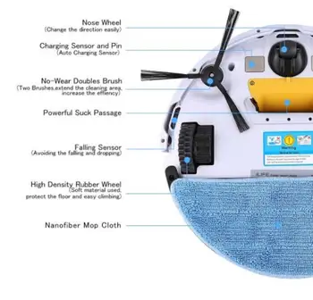 ILIFE V5S PRO Smart Robot sesalnik za Suho in Mokro MOP Rezervoar za Vodo HEPA Filter,Ciff Senzor