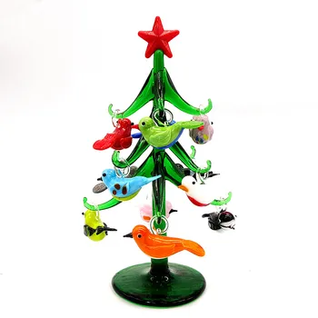 Ročno Murano stekla obrti Božično drevo Figurice okraski doma dekor Božično drevo z mini 12 ptica obesek dodatki
