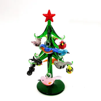 Ročno Murano stekla obrti Božično drevo Figurice okraski doma dekor Božično drevo z mini 12 ptica obesek dodatki