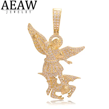 AEAW hiphopjewelry rapper nakit Kota moissanite obesek trdna 10K belo zlato ali s925 srebro približno 2,5 ctw