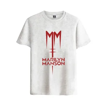 Top Rock band Marilyn Manson Bombaža T-shirt Tee SHIRT Industrijske Kovine Rock Band t majica Kratek Rokav, Rokav Moški Ženske Hip Hop