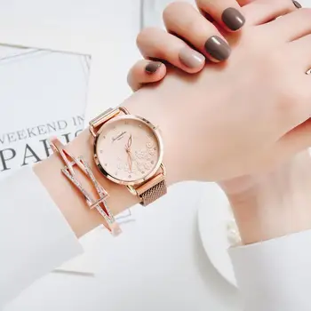 Moda Rose Zlata Ženske Magnet Watch Modne Dame Quartz Zapestne Ure Priložnostne Ženska Zapestnica Ure Reloj Mujer Ure