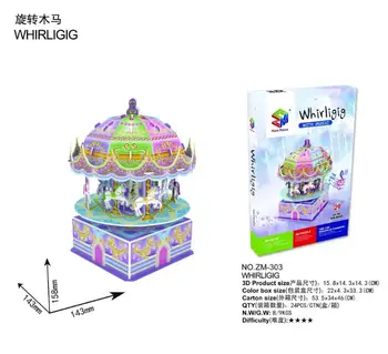 Candice guo! Magic puzzle 3D papir model DIY waterwheel koči vetrnica whirligig glasbe zbiranja igrač za rojstni dan Božično darilo 1p