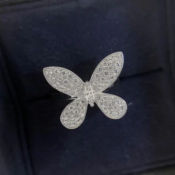 OEVAS Luksuzni 925 Sterling Srebro Ustvarili Moissanite Gemstone Posla Poroka Butterfly Obroč Fine Nakit Trgovini
