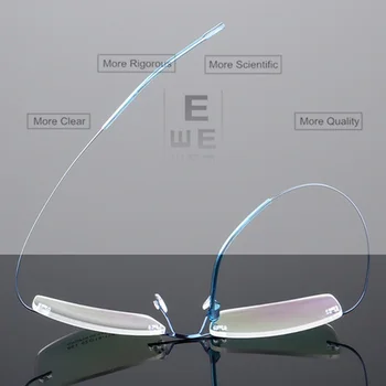 SWOKENCE Rimless Anti Modra Svetloba Kratkovidnost Očala na Recept -0.5, da -8.0 Moški Ženske Titanove Zlitine Kratkovidno Očala F082