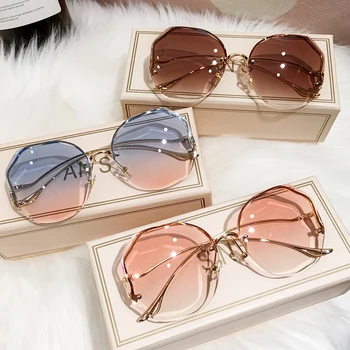 MS 2020 Nove Ženske sončna Očala Rimless UV400 Oblikovalec blagovne Znamke Visoke Kakovosti Gradient sončna Očala Ženski oculos Z Box