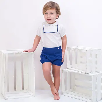 Fant Oblačila Bombaž Komplet Dojenček Španija Boutique Oblačila Malčka Poletje Obleko Začetnih Majica + Suspender Hlače Otrok Rojstni Dan Obleko
