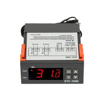 Črn Digitalni STC-1000 LCD-Temperaturni Regulator Termostat Instrument Temperaturi, Z NTC Senzor za Diagnostiko Akvarij Preveč W8Q1