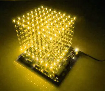 3D Svetlobe na Kvadrat DIY Komplet 8x8x8 3mm LED Cube Rumena Ray LED diy elektronika