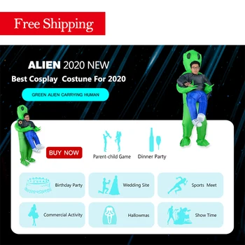 Tujec Napihljivi Kostum Maskota Je Zeleni Odraslih Anime Cosplay Za Moški Ženske Halloween Izvajanje Človekovih