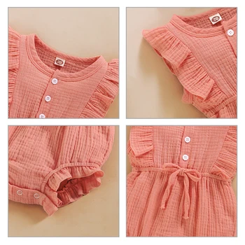Baby Romper Nastavite z Glavo Jumpsuit Obleke Novorojenčka Barva igralne obleke Sunsuit Priložnostne Perilo Srčkan Obleko