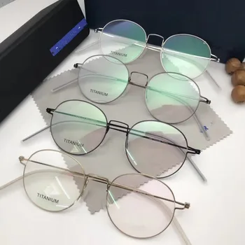 Retro Krog Titana Plinov Okvir Moških Ne Vijak Očala Za Kratkovidnost Optični Recept Očala Ženske Oculos De Grau