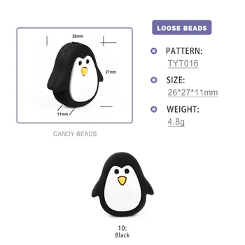 5pc Pingvin Živali Silikonskih Kroglic Hrane Razred Risanka Baby Teether BPA Free Začetnih Igrače DIY Cucla verige Dodatki