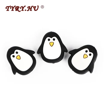 5pc Pingvin Živali Silikonskih Kroglic Hrane Razred Risanka Baby Teether BPA Free Začetnih Igrače DIY Cucla verige Dodatki
