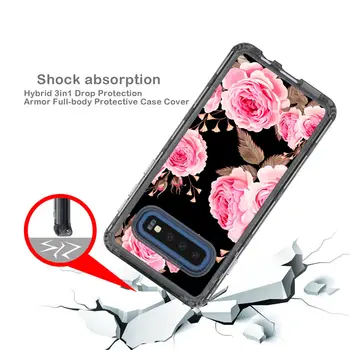 Marmor Ženske Shockproof Pregleden primeru Telefon za Samsung Galaxy S10 Plus S10E Jasno Cvet Mehko TPU Silikonski Odbijač Primeru Zajema