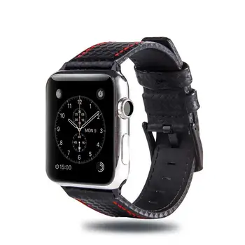 Luksuzni Trak za Apple watch band 42mm 38 mm Apple watch 6 5 4 3 2 iWatch band 44 mm 40 mm Ogljikovih vlaken+Usnje watchband zapestnica