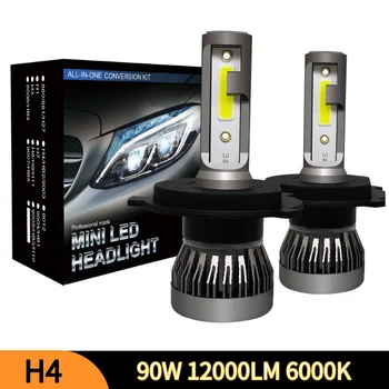 2 x Mini H4 Avto Smerniki Žarnice LED Žarnica 90W 6000K High Power Avto Styling Auto Žaromet za Meglo Žarnice Vozila Smerniki Žarnice