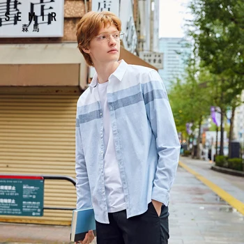 SEMIR majice z Dolgimi rokavi moški 2020 pomlad modni trend zadeli barvni šivi priložnostne Japonski rokavi moški priložnostne