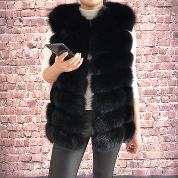 Naravni Pravi Lisica Krzno, Telovnik, Suknjič Waistcoat Kratkih rokavov Vestwoman pozimi toplo Naravnega Krzna Telovnik Pravi Kotlovec Suknjič Fox Fur Coats