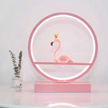 Romantični Flamingo namizne Svetilke Swan Tabela Svetlo Roza Dekor Lučka Ustvarjalne Postelji Svetilko Daljinski upravljalnik Luč za Poroko, Božič Darilo