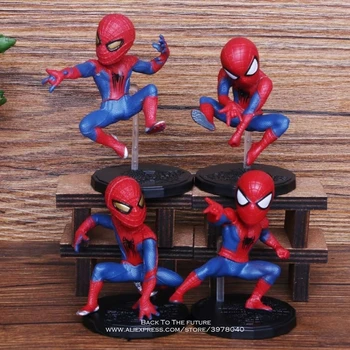 Disney Marvel Avengers Spider Man 4pcs/set 6-8 cm Dejanje Slika Držo Anime Dekoracijo Zbirka Figur Toy model otroke