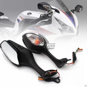 Kovinski Motocikel Strani Ogledala+Vključite Signal Rumena Žarnica za Hondo CBR 1000RR CBR1000RR 2008-2012 Black/Carbon Fiber Slog