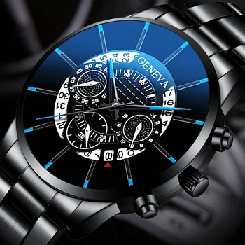 2020 Modi Mens Watch Quartz Classic Black ročno uro Jekla Pasu Luksuzni Koledar Poslovnih Watch Herren Uhren Darila za Moške