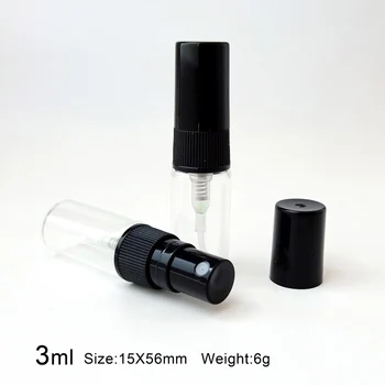 100Pieces/Veliko 3ml mini steklo Parfum Spray Steklenico ponovno napolniti Prazne Steklenice za Kozmetične Posode Prenosni tkalnico Vzorec