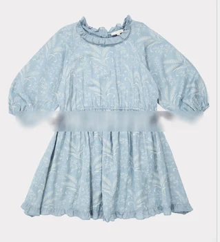 2019 CBC blagovne Znamke Nove Jesensko Zimske Otroci, Dekleta Obleke Tiskanja Cvet Dolg Rokav Princesa Obleko Otroka Otrok Bombaž Princesa Obleke