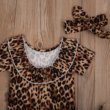 2020 blagovne Znamke Baby Dekleta 0-24M Leopard T-Shirt Ruffle VRH+Traper Hlače, Hlače, Obleke Nove Modne Poletne Otroci Oblačila Sklop 3Pcs