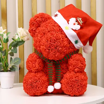 2020 Gold Rose Medved Z Božično Kapo 40 CM pene medvedek Povečal Za Božič Baby Dekle Valentine