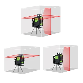 Huepar Rdeča 5 Linije Laser Ravni Križ Skladu 360 Rotacijski Self-izravnavanje Laserji Z Digitalno Laser Detektor Sprejemnik + Laserska Očala