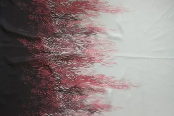 75D šifon tkanine rose red botanika travo belo ozadje za določanje Položaja, tiskane na obeh straneh za oblačila in šal CH2194