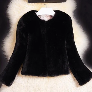 Zimski plašč ženske specializiranimi za umetno krzno plašč ženske imitacije zajec umetno krzno jakna s krznom ženske plus velikost suknji ponaredek krzno plašč 5XL
