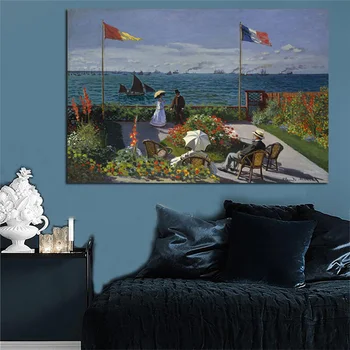 Claude Monet Vtis Vrt Sainte Adresse Krajine Plakatov in Fotografij Platno Slikarstvo Moderno Stensko Sliko za dnevno Sobo