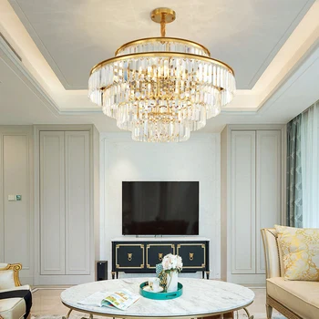 Luksuzni zlato krog dvojno poročni dvorani dnevna soba Kristall Kronleuchter post moderne k9 kristalno chandelierfor doma
