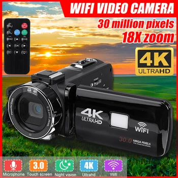 4K full HD Kamere Poklicnih vlog Video Kamera, WIFI Digitalni LCD Videokamera Podpira Zunanjo Lečo in Mikrofon Stabilizator
