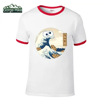 2019 Cookie Monster Majica Smešno Japonski Piškotek Velik Val Off Gunma T-Shirt Mens Natisnjeni Tee Majica Kratek Rokav 3xl Tshirt