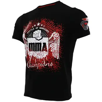 MMA Kratka sleeved boj fitnes T-shirt Mišice izvajanje usposabljanja Mešanih borilnih veščin Tajski boks sanda running man