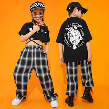 Otroci Hip Hop Kostum za Dekleta Crop Tops Jazz Kostum Kratkimi Ulica Obleke Street Dance Obrabe Stopnji Uspešnosti Kostum BI038