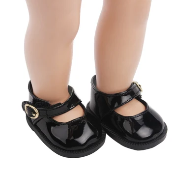 18 inch Dekleta lutka čevlji Modna črna Britanski čevlji PU Ameriški novorojenčka čevelj Otroške igrače fit 43 cm lutke otroka s40