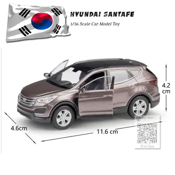 WELLY 1/36 Obsega Modela Avtomobila Igrače Hyundai Santafe Diecast Kovinski Potegnite Nazaj, Avto Igrača Nove V Škatli Za Zbiranje/Otroci/Darilo