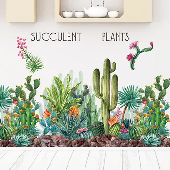 Zelena Kaktus, Stene Decals je Gozd Plemenski Kaktus Stenske Nalepke za Kuhinje, Dnevna Soba Dekor Umetnosti Sočna Rastlin Tatoo Wall