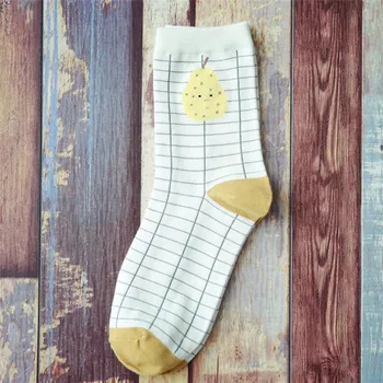 Visoka kakovost ženske nogavice barva 4pairs/veliko jesensko-zimsko pisane smešno sadje nogavice ženske, smešne bele nogavice